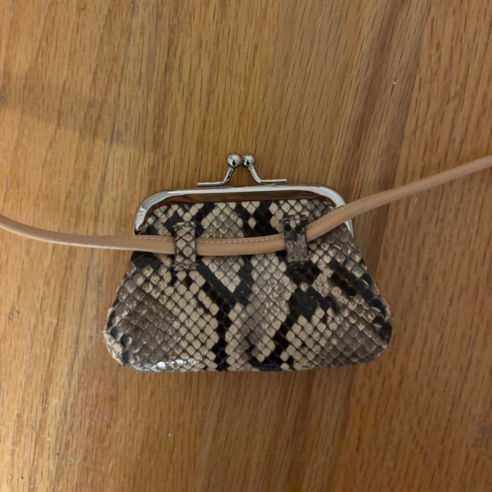 Coach Python-Skin Coin Purse with Strap - Picture 2 of 5